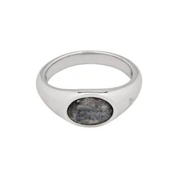 TOM WOOD Joe Recycled Silver Larvikite Ring