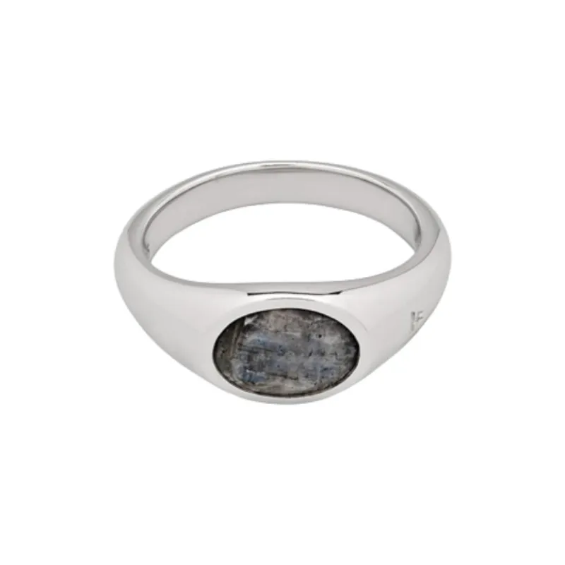 TOM WOOD Joe Recycled Silver Larvikite Ring-0