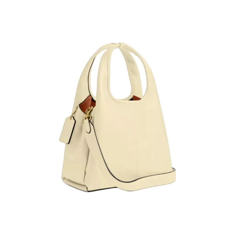 COACH Lana Leather Shoulder Bag, Handbag Medium Size Women's Ecru-1