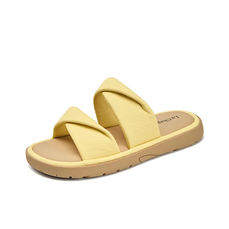La Chapelle Slip Resistant Abrasion Resistant Slide Slippers Women's Yellow-0