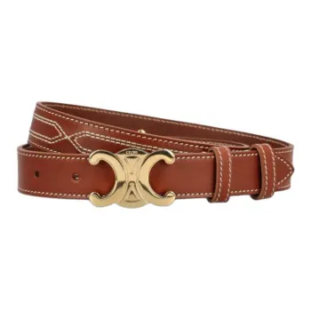 CELINE Calfskin Leather Belts Women's Brown 