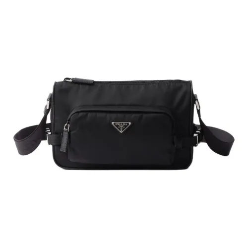 PRADA Recycled Nylon goldfarbenen Bag, Crossbody Bag Medium Size Unisex Black