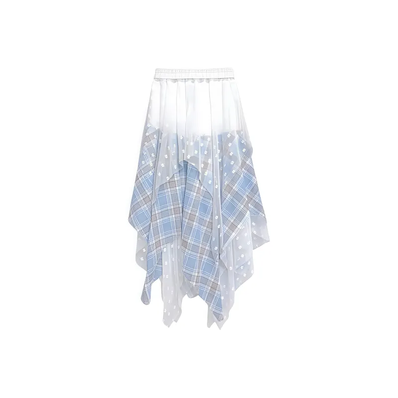 KYKW Casual Long Skirts Women's Blue-1