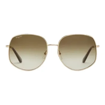 FERRAGAMO Acetate Irregular Shape Sunglasses Women's Gold