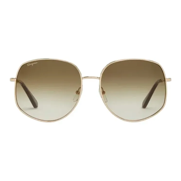 FERRAGAMO Acetate Irregular Shape Sunglasses Women's Gold-0