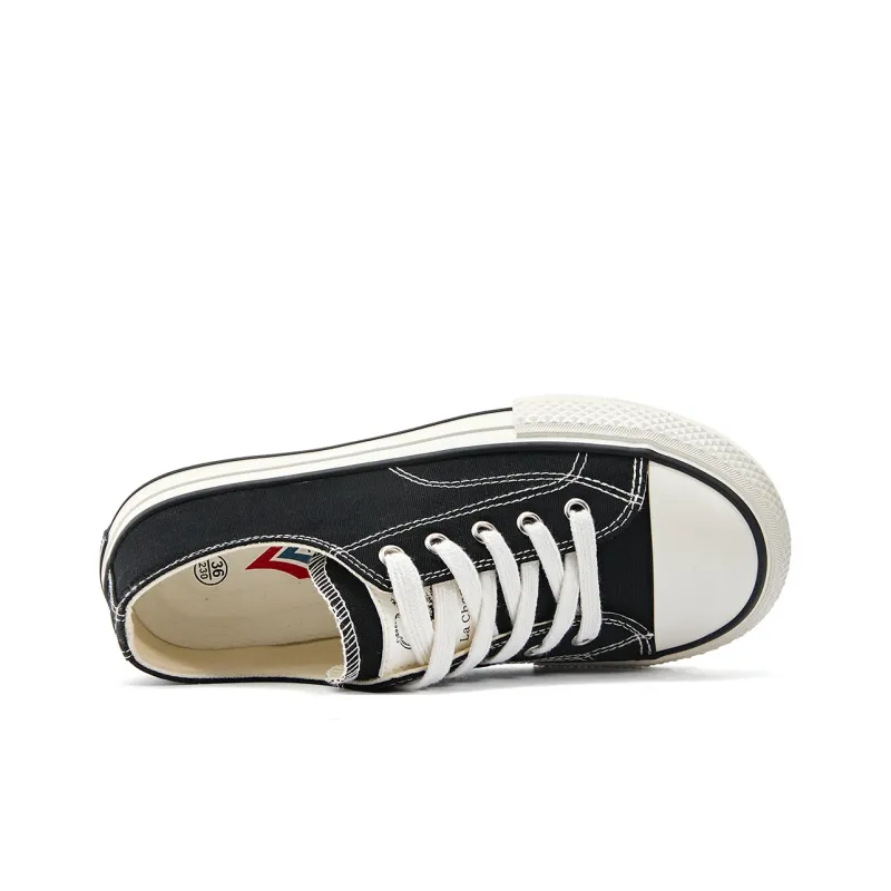 La Chapelle Non slip Lightweight Low Top Canvas Shoes Women's Black-6