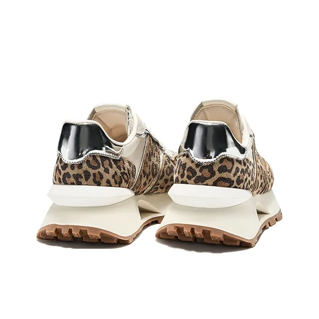 HR Height Increasing Low Top Casual Shoes Women's Beige Leopard Print-3