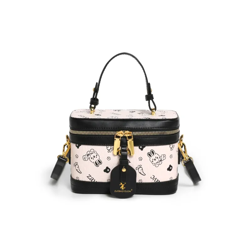 ZAVC PU Box Bag Handbag Women's Brown/Pink/White-11