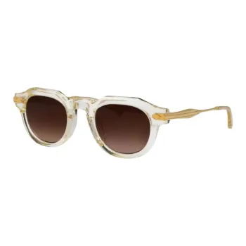 T Henri Titanium Acetate Oval Sunglasses Men's Beige