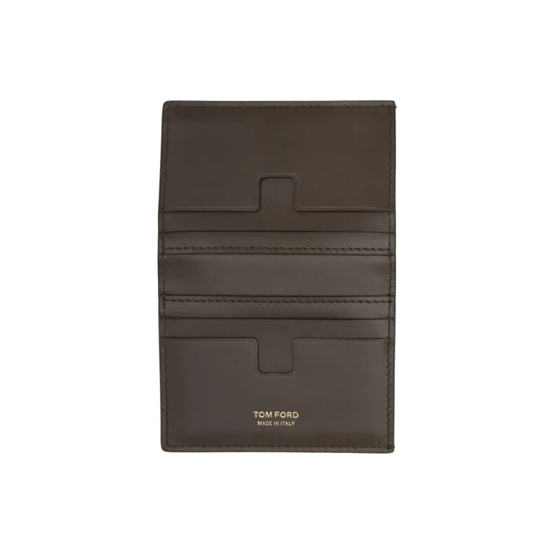 TF Calfskin Card Holder Men's Khaki-2