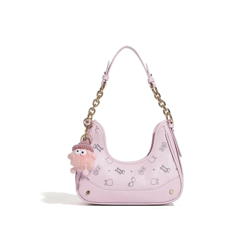 BOBDOG PU Shoulder Bag Women's Pink/Brown-3