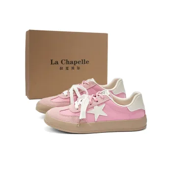 La Chapelle Anti Slip Wear Resistant Low Top Skateboard Shoes Women's Rose Red Beige