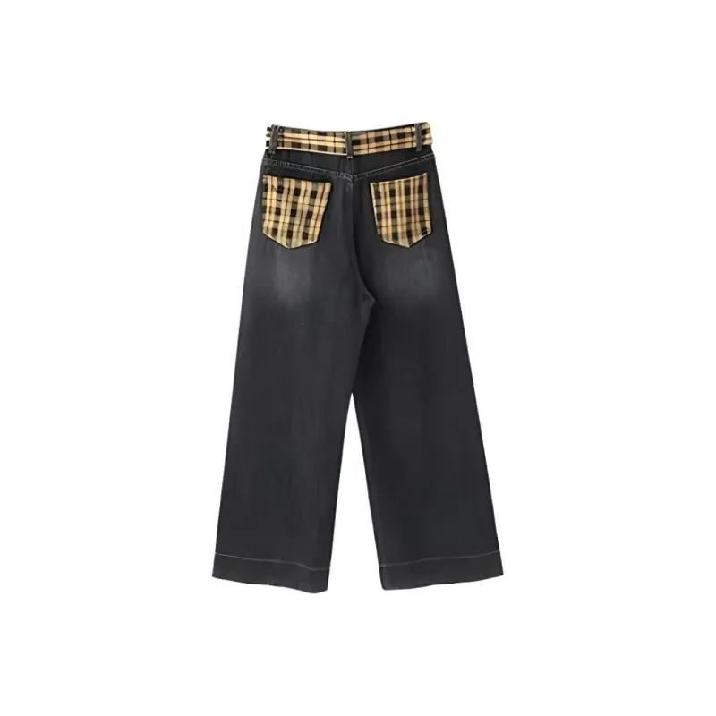 IQC Jeans Women's Black Gray Plaid-1