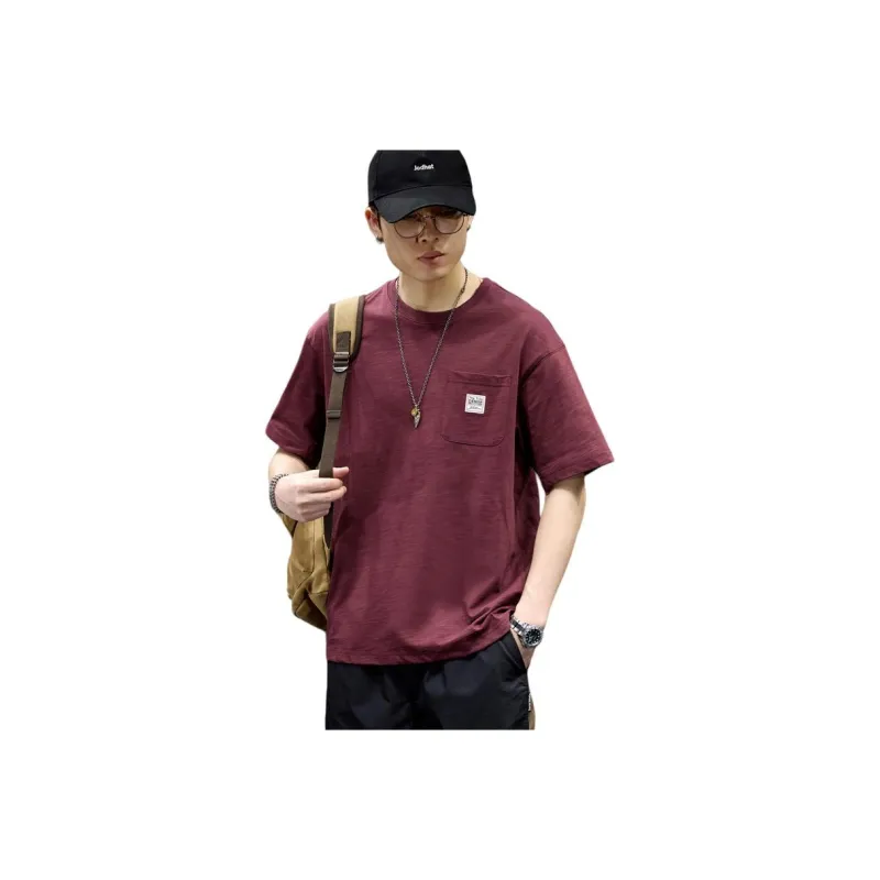 BUYDAUL T Shirts Men Burgundy-0