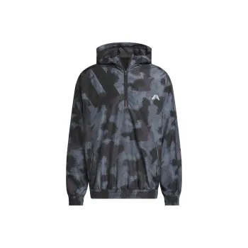Adidas BASKETBALLANTHONY EDWARDS Collection Camo Allover Print Anorak Jacket Men's Gray