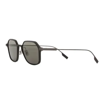 Zegna Metallic Aluminum Irregular Shape Sunglasses Unisex Black