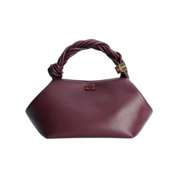 GANNI Recycled Leather Shoulder Bag, Crossbody Bag, Handbag Trumpets Women's Burgundy