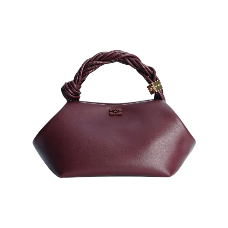 GANNI Recycled Leather Shoulder Bag, Crossbody Bag, Handbag Trumpets Women's Burgundy-0