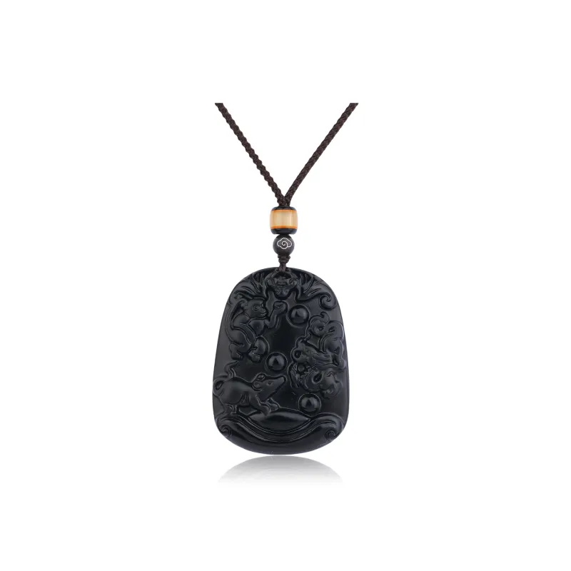 CHINA GOLD Natural Obsidian Necklaces Unisex-0
