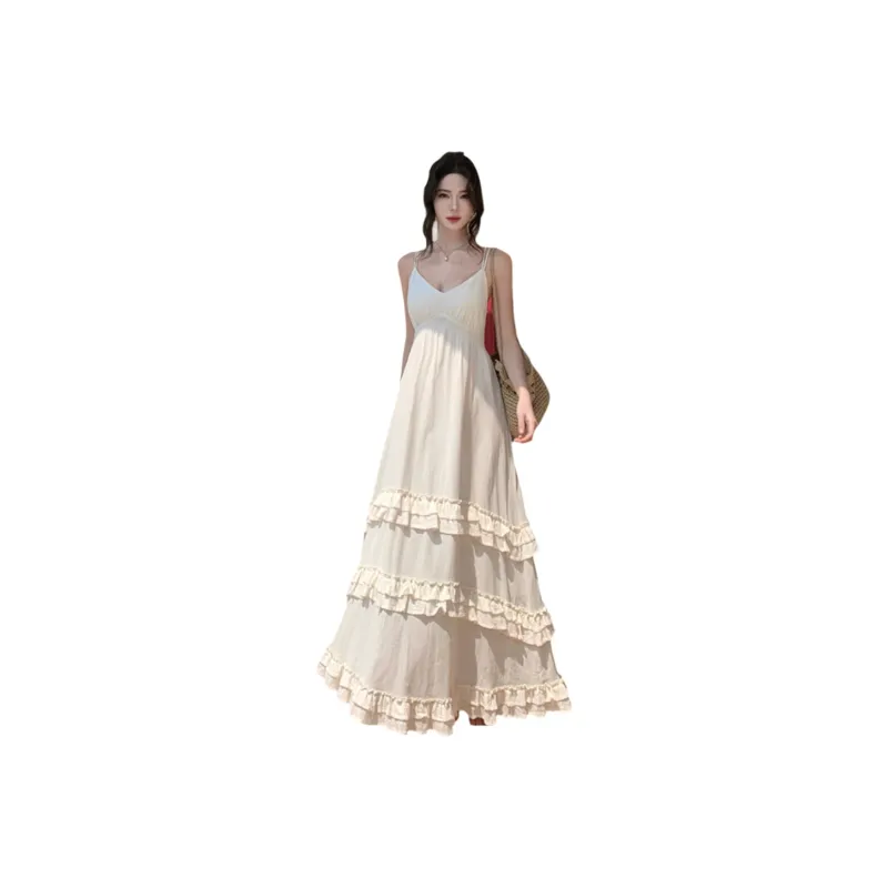 FLIM Slip Dresses Women's White-0