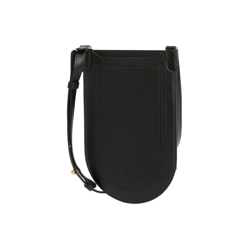 Delvau Pin Cow Leather Cell Phone Pouch, Shoulder Bag, Crossbody Bag Men's Black-1