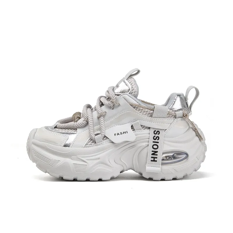 La Chapelle Abrasion Resistant Low Top Chunky Sneakers Women's Gray-1