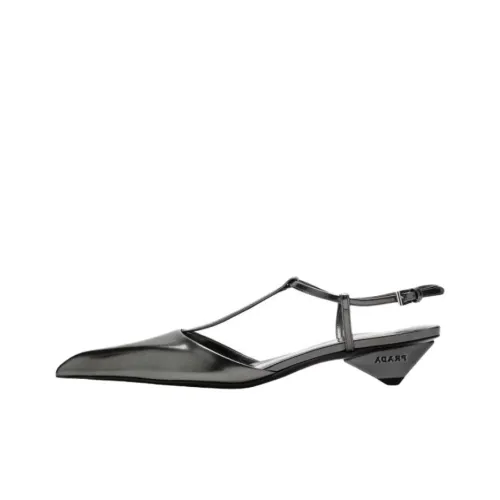 PRADA Cone Heel High Heels Women's Coal Gray