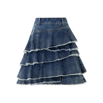 SOON FLOWER Denim Short Skirts Women's Blue