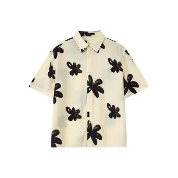 CAISEDI Shirts Men Apricot