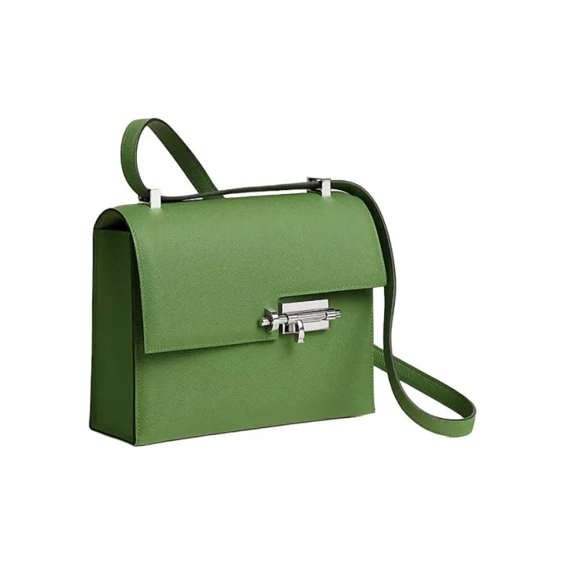 HERMES Verrou Epsom Calfskin Shoulder Bag, Crossbody Bag Women's Ribbon Green-1