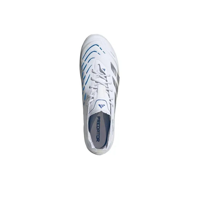 Adidas PREDATOR ELITE Soccer Shoes Unisex Low Top Cloud White/Metallic Silver/Bright Royal Blue-4