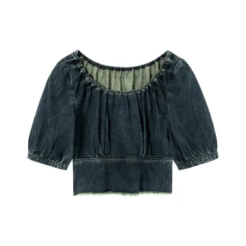 JESSYLINE Cropped Coats Women's Denim Blue