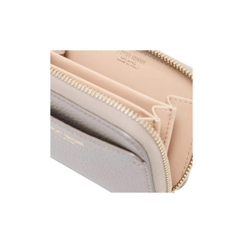 AMANI Cow Leather Wallet Mini Women's Beige-2