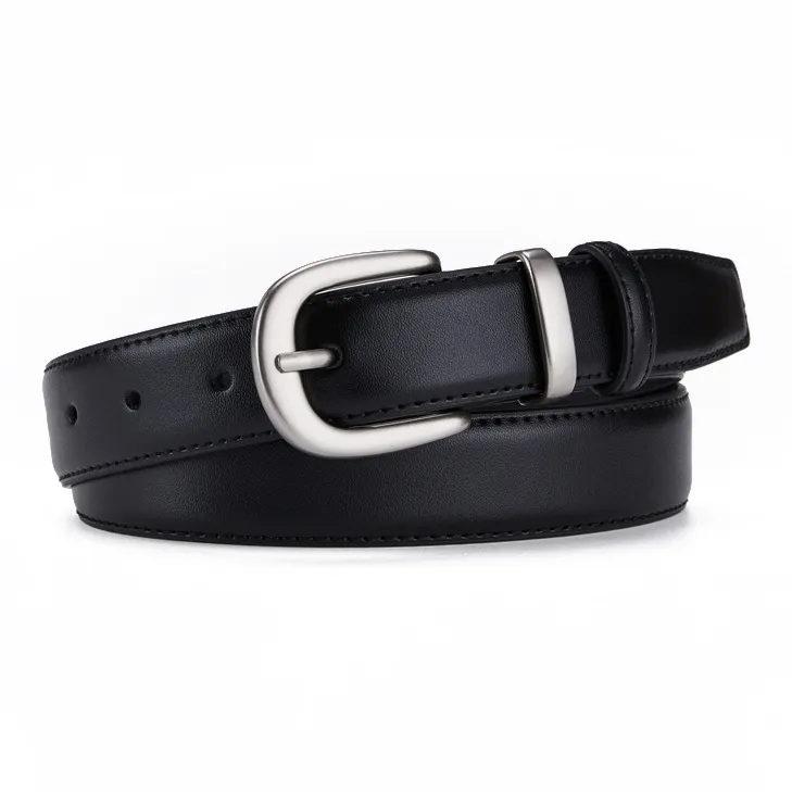 Jeccieziio Cow Leather Belts Unisex Silver Width  3CM-1