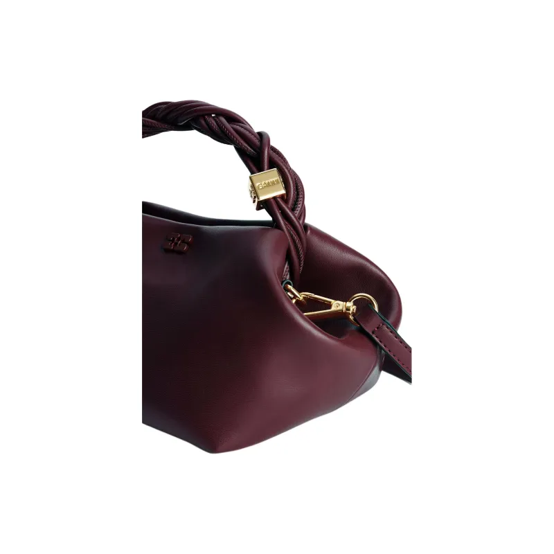 GANNI Recycled Leather Shoulder Bag, Crossbody Bag, Handbag Trumpets Women's Burgundy-4