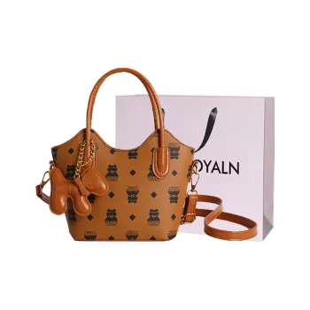 LOUIS ROYALN PU Tote One Shoulder Handbag Women's Ecru/Black/Khaki