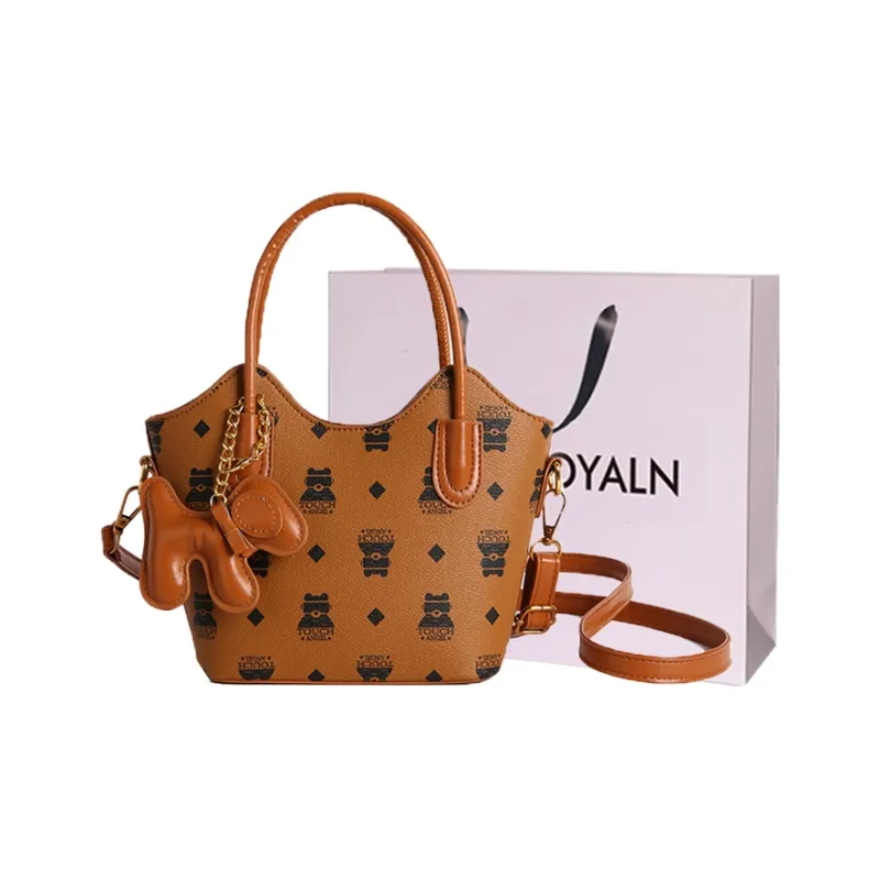 LOUIS ROYALN PU Tote One Shoulder Handbag Women's Ecru/Black/Khaki-6