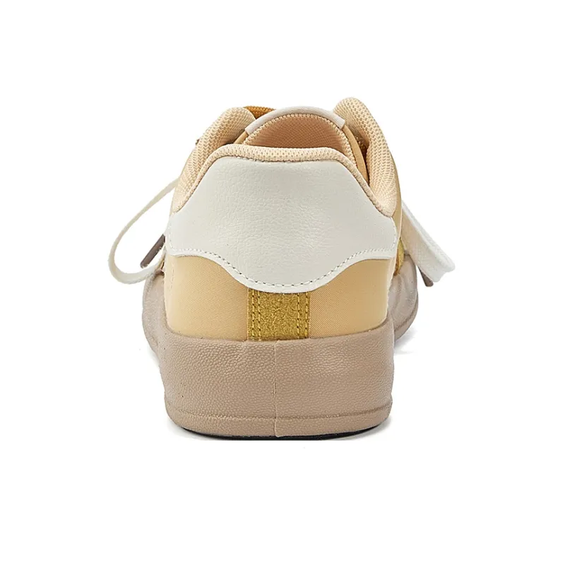 La Chapelle Anti Slip Wear Resistant Low Top Skateboard Shoes Women's Yellow Beige-3