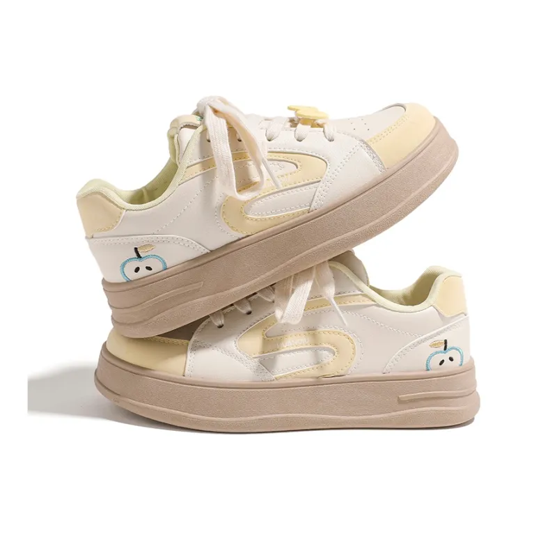 HUANQIU Cushioning, Abrasion Resistant, Height Increasing Low Top Skateboard Shoes Women's Yellow-1