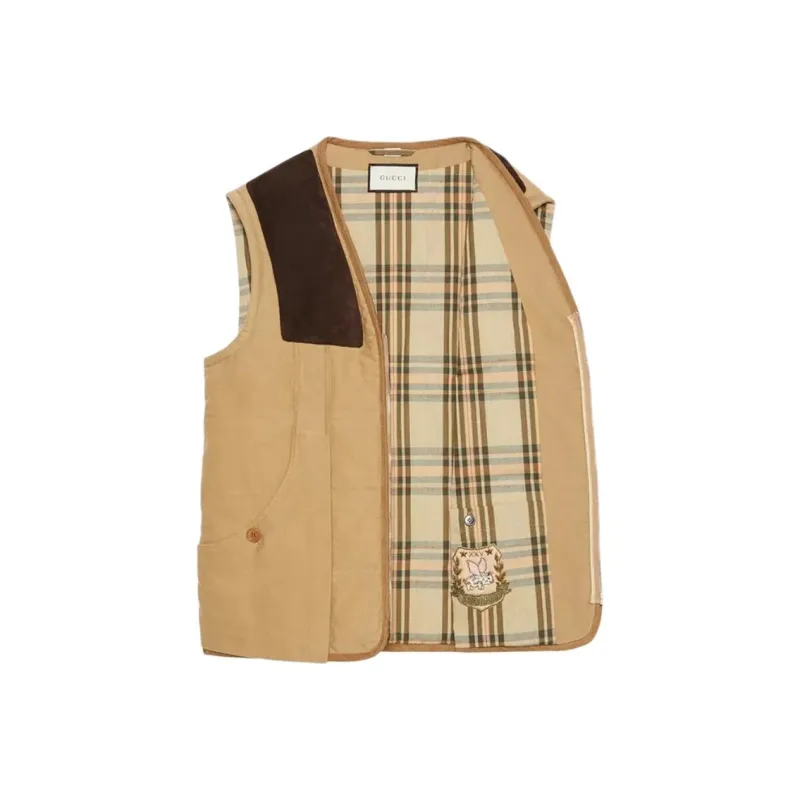 GUCCI Moleskin Suede Detailed Vest Fawn-1