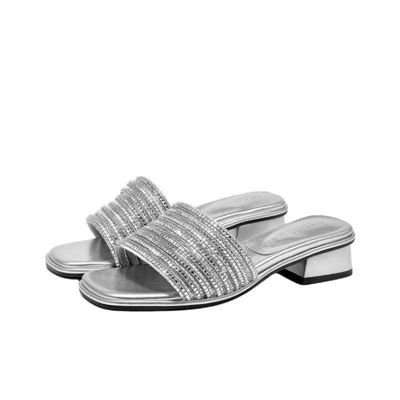 GEMEIQ Slide Slippers Women's Silver, Ecru-6