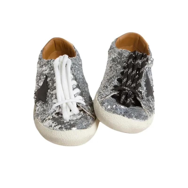 Golden Goose True Star Low Top Casual Shoes Women's Silver-1