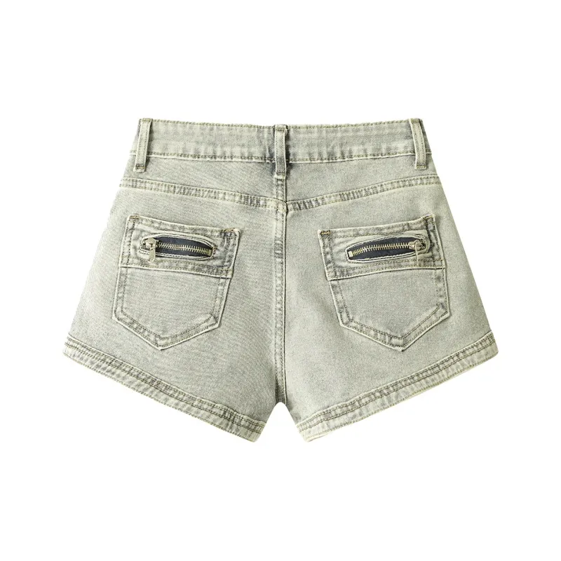 GUOZHEN Denim Shorts Women's Vintage Blue-1