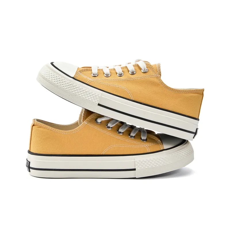 La Chapelle Wear resistant And Lightweight Low Top Canvas Shoes Women's Yellow-4