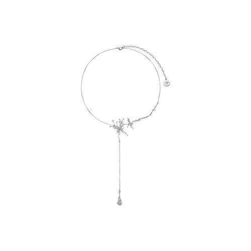 BOONEE White Gold Plated Copper Long Necklace Women's