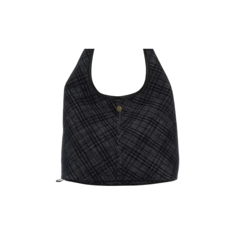 Burberry Cotton Shoulder Bag Women's Black-3