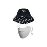 Black All over Print Logo+Light Gray Sun Protection Face Mask