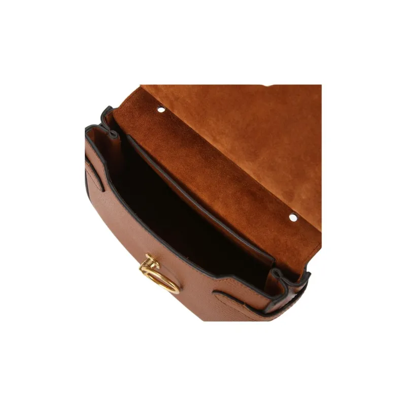 Mulberry Cow Leather Shoulder Bag Trumpets Women's Brown-4