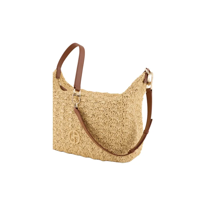 AMANI Coconut Coir With Leather Portable Crossbody Bag, Shoulder Bag Tubas Women's Beige-2