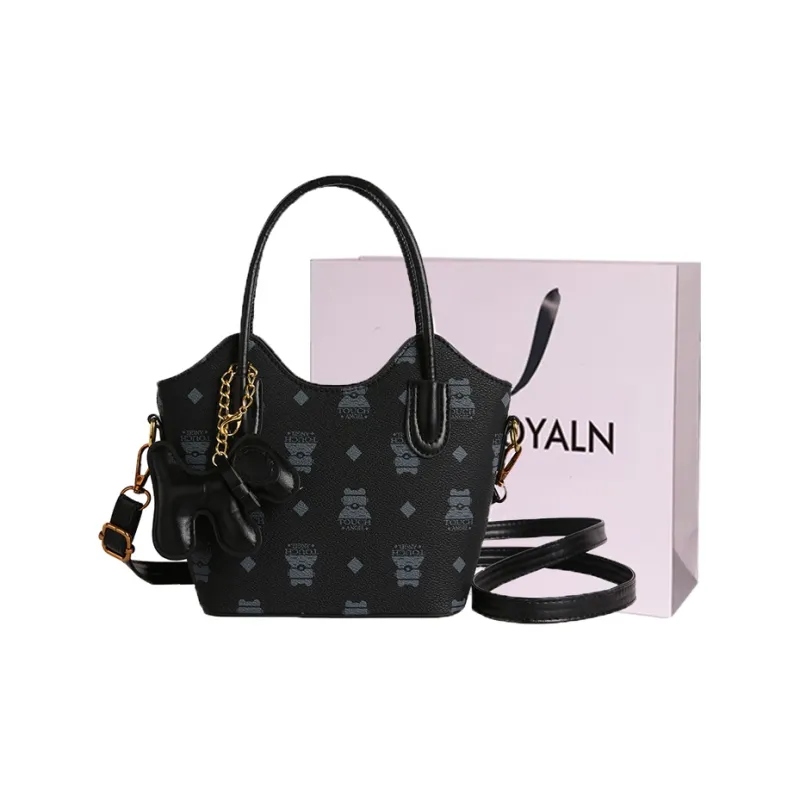 LOUIS ROYALN PU Tote One Shoulder Handbag Women's Ecru/Black/Khaki-3